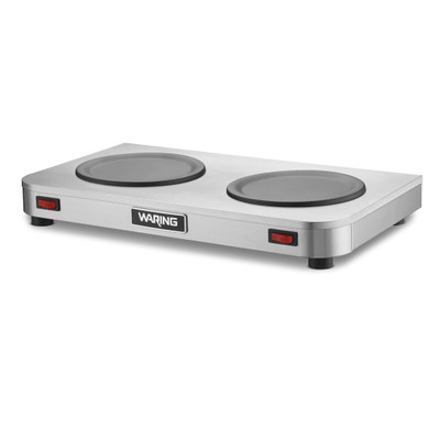 Waring WCW20 Stainless Steel Double Burner Low Profile Self-Regulating Non-Skid Feet Café Deco Coffee Warmer - 120 Volts 0.86 Amps