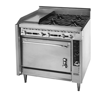 Montague V136-6 Legend 36" Heavy Duty Natural Gas Range with 4 Burners - 175,000 BTU