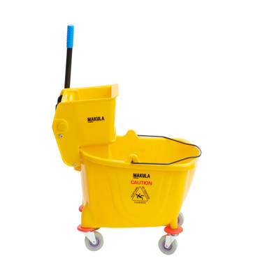 Makula 36 Qt. Yellow Plastic Mop Bucket &amp; Side Press Wringer Combo
