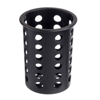 TableCraft Products 1010401 4 3/8" W x 4 3/8" D x 5 1/2" H Black Plastic Flatware Cylinder
