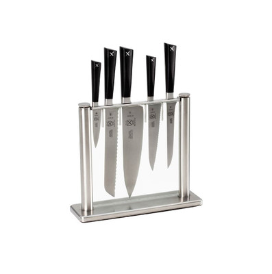 Mercer M19100 6 Piece Black High Carbon Stainless Steel and Glass Knife Block Set