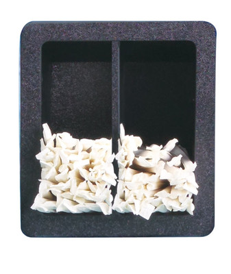 Vollrath FMS-4 Black Plastic 2-Compartments Flush Mount Straw Holder - 6-3/8" x 5-5/8" Cut-Out Dimensions