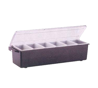 Vollrath 4743-06 18" W x 6" D x 3 3/4" H Black Plastic 6 Pint Extra-Deep Cabinet Standard Kondi-Keeper Condiment Dispenser