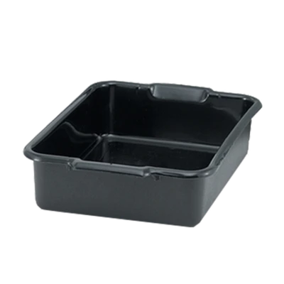 Vollrath 1521B-06 21 3/4" W x 15 5/8" D x 5" Deep Black High-Density Polyethylene Reinforced Top & Bottom 1-Compartment Traex Deluxe Bus Box - Bulk