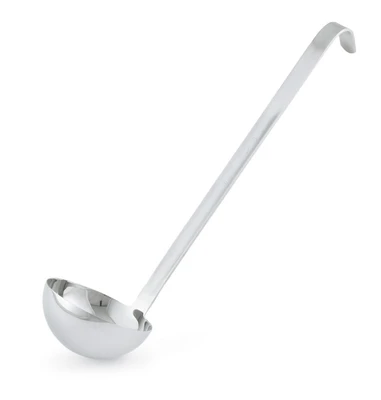 Vollrath 4980410 4 Oz. Heavy Duty 18/8 Stainless Steel 11 Gauge 12-5/8" Grooved Hooked Handle with Satin Finish One-Piece Ladle