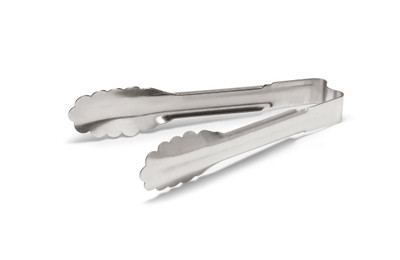 Vollrath 4780610 6" W Scalloped Teeth Springless Design Heavy Duty Stainless Steel Plain Ergonomic Handle One-Piece Utility Tongs