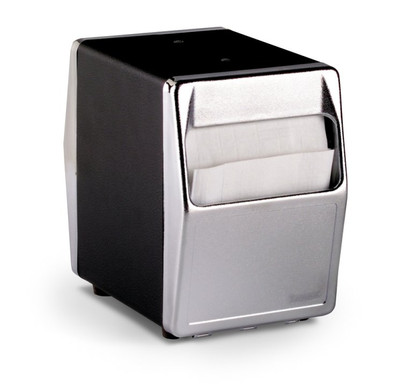Vollrath 6509-06 6 3/16" D x 4" W x 5 7/8" H Black Chrome Plated Face For Napkins 3 1/2" x 5" Table Type 2 Sided Dispensing Napkin Dispenser