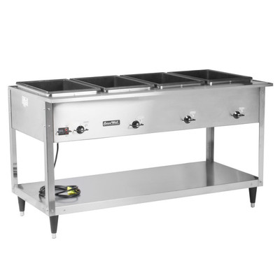 Vollrath 38204 60 11/16" W x 29 1/2" D x 34" H 4 Wells Stainless Steel ServeWell SL-Hot Food Table - 120V