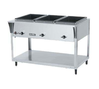 Vollrath 38203 46" W x 29 1/2" D x 34" H 3 Wells Stainless Steel ServeWell SL-Hot Food Table - 120V