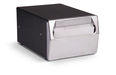 Vollrath 6512-06 11 3/4" D x 8" W x 6" H Black Extra-Deep Drawer Overload Protection Chrome Plated Plastic Face Counter Type Napkin Dispenser