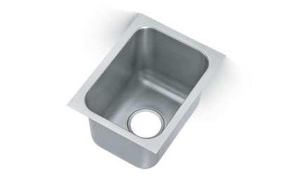 Vollrath 10101-1P 14" W x 10" D x 10" Deep 3 1/2" Drain 1" Flange Square Corners Heavy Weight 20 Gauge Stainless Steel One Compartment Weld-In / Undermount Sink