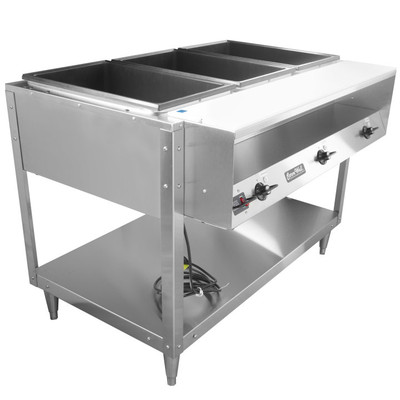 Vollrath 38117 46" W x 32" D x 34" H 3 Wells Stainless Steel ServeWell Hot Food Table - 120V