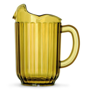 Vollrath 6010-16 60 Oz. Top Diameter 5.75" Bottom Diameter 3.625 Amber Polycarbonate Tuffex Deluxe Three-Lipped Pitcher