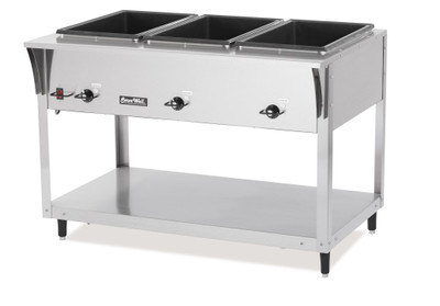 Vollrath 38217 46" W x 29 1/2" D x 34" H 3 Wells Stainless Steel ServeWell SL-Hot Food Table - 120V