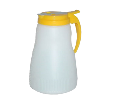 Vollrath 4864-18 64 Oz. 8 1/2&quot; H 5 3/8&quot; Bottom Diameter 2 1/2&quot; Jar Opening Almond Plastic Top Dripcut Syrup Server (6 Each Per Case)