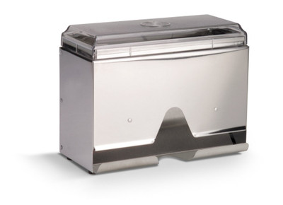 Vollrath 3815-28 9" L x 4" W x 7" H Stainless Steel Heavy Gauge Metal Housing With Plastic Lid & Dispensing Bar Wrapped Single-Sided Straw Boss Jr. Dispenser