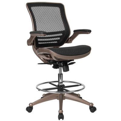 Flash Furniture BL-LB-8801X-D-GG 26&quot; W x 50.25&quot; H Black Adjustable Height Drafting Swivel Chair