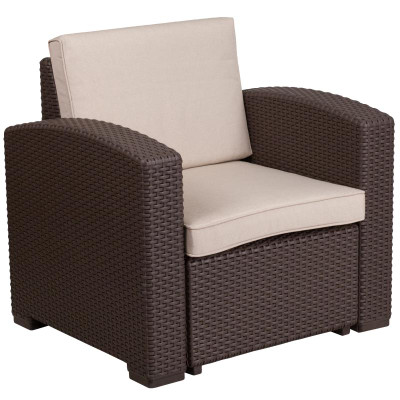Flash Furniture DAD-SF1-1-GG 32.75" W x 32" H Brown Resin Frame Outdoor Chair