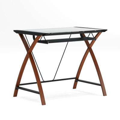 Flash Furniture NAN-JN-2824S-GG 39 1/4" W x 23 1/2" D x 29" H Clear Tempered Glass Top Computer Desk