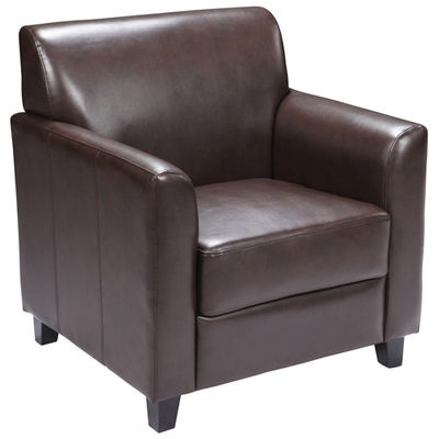 Flash Furniture BT-827-1-BN-GG Brown Hercules Diplomat Series Reception Chair With Black Wood Feet