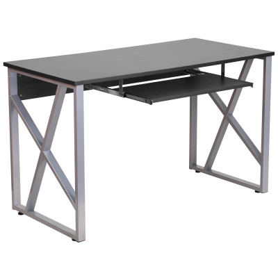 Flash Furniture NAN-WK-004-GG 47 1/4" W x 23 3/4" D x 29 1/4" H 3/4" Thick Black Laminate Finish Top Computer Desk