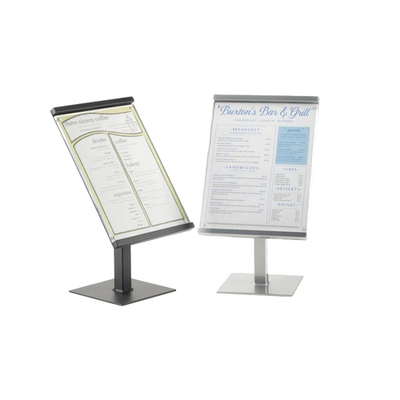 Cal-Mil 1153-15-74 8.75" W x 8.75" D x 15.5" H Silver Freestanding One By One Sign Stand