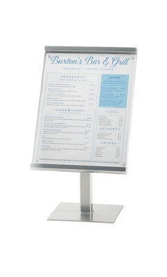 Cal-Mil 1153-15-74 8.75" W x 8.75" D x 15.5" H Silver Freestanding One By One Sign Stand
