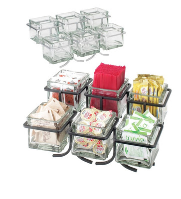 Cal-Mil 1809-13 14" W x 9" D x 7" H Iron Black 2-tier (6) Glass Jar Frame