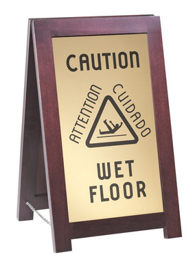 Cal-Mil 851-WET 12" W x 17-1/2" D x 20" H Wood Double-Sided A-frame Westport "Wet Floor" Sign