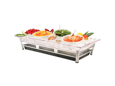 Cal-Mil IP2020-39 48" W x 24" D x 10" H Rectangular ABS Plastic Powder Coated Platinum Ice Display/Pedestal