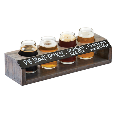 Cal-Mil 3824 13" W x 4" D x 2 3/4" H Wood Ash Gray Beer Taster Caddy