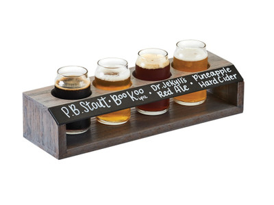 Cal-Mil 3824 13" W x 4" D x 2 3/4" H Wood Ash Gray Beer Taster Caddy