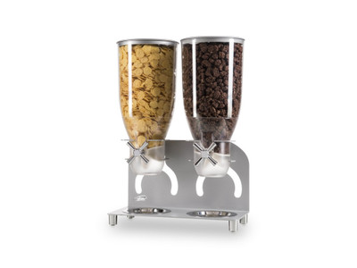 Cal-Mil 3510-2-39 3.5 L. Plastic Cylinders Metal Stand Cereal Dispenser