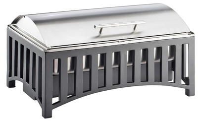 Cal-Mil 1368-13 8 Qt. Black Rectangular Stainless Steel Mission Chafer