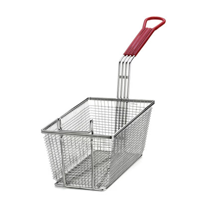 TableCraft Products 427 25 1/2" W x 6 1/2" D x 10" H Rectangular Mesh Nickel Plated Fry Basket
