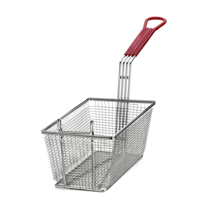 TableCraft Products 427 25 1/2" W x 6 1/2" D x 10" H Rectangular Mesh Nickel Plated Fry Basket