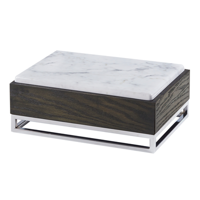 Cal-Mil 3822-6-87 15" W x 11" D x 6-1/4" H Dark Ash Gray Polished Metal Frame Rectangular Cinderwood Display Riser