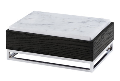 Cal-Mil 3822-6-87 15" W x 11" D x 6-1/4" H Dark Ash Gray Polished Metal Frame Rectangular Cinderwood Display Riser