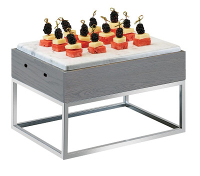 Cal-Mil 3822-9-83 15" W x 11" D x 9-1/4" H Gray Stainless Steel Base Rectangular Ashwood Display Riser