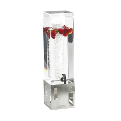 Cal-Mil 1602-1INF-55 7 1/2" W x 9 1/2" D x 17 3/4" H 1 - 1/2 Gallon Decorative Geometric Cutouts Stainless Steel Base Infusion Chamber BPA Free Squared Beverage Dispenser