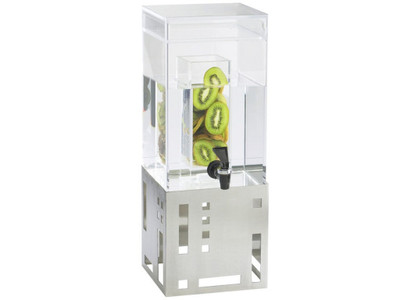 Cal-Mil 1602-1INF-55 7 1/2" W x 9 1/2" D x 17 3/4" H 1 - 1/2 Gallon Decorative Geometric Cutouts Stainless Steel Base Infusion Chamber BPA Free Squared Beverage Dispenser