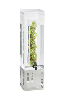 Cal-Mil 1602-3INF-55 7 1/2" W x 9 1/2" D x 25 3/4" H Stainless Steel Base Ice Chamber Decorative Geometric Cutouts Squared Beverage Dispenser