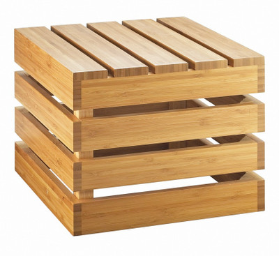 Cal-Mil 3332-10-60 12" W x 12" D x 10" H Square Bamboo Open Base Solid Top Crate Riser