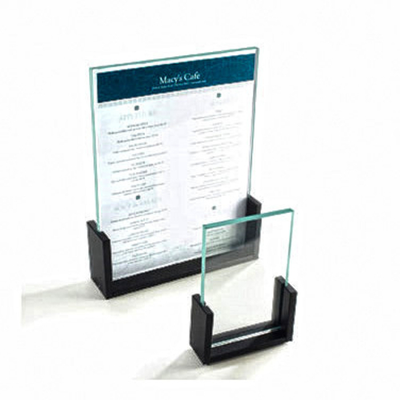 Cal-Mil 1510-411 4" W x 11" H U-Frame Acrylic Insert Black Base Menu or Card Holder