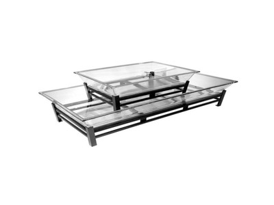 Cal-Mil IP402-39 48" W x 24" D x 12 1/2" H 2 Tiers Rectangular Powder Coated Platinum Ice Display/Pedestal