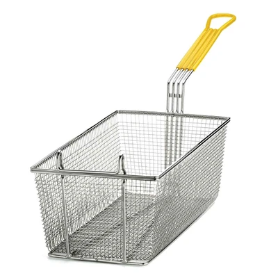 TableCraft Products 429 17" D x 8 1/4" W x 6" H Rectangular Mesh Nickel Plated Fry Basket