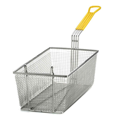 TableCraft Products 429 17" D x 8 1/4" W x 6" H Rectangular Mesh Nickel Plated Fry Basket