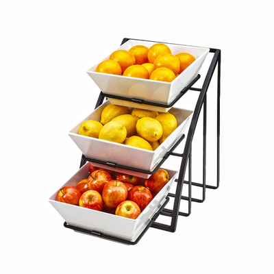 Cal-Mil 1750-13 12" W x 19" D x 13 1/2" H 3 Tier Metal Black Mission Bowl Display Frame Only