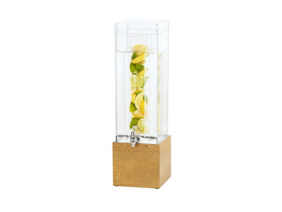 Cal-Mil 1527-3INF-99 8 1/2" W x 8 1/2" D x 26 3/4" H 3 Gallon Acrylic Rustic Pine Base Madera Beverage Dispenser