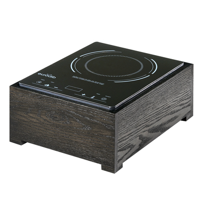 Cal-Mil 3633-87 15 1/2" W x 12 1/2" D x 7" H Dark Ash Oak Wood Gray 1800 W BPA Free Cinderwood Induction Unit